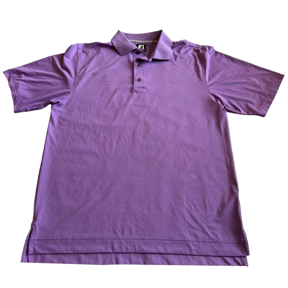 FootJoy Men Athletic Golf Polo Shirt M Purple Stretch Short Sleeve Casual Preppy